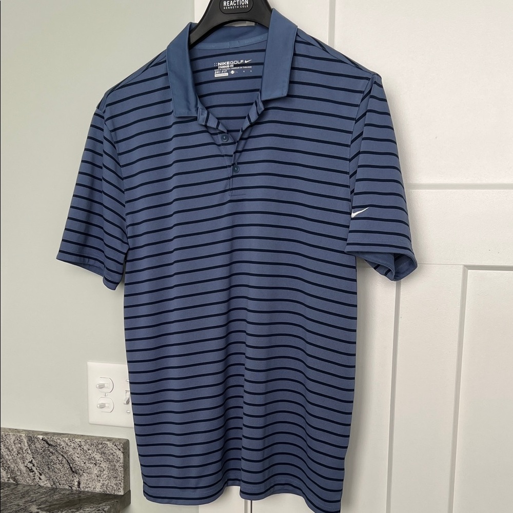 Nike Golf Men's Blue Striped Polo Shirt